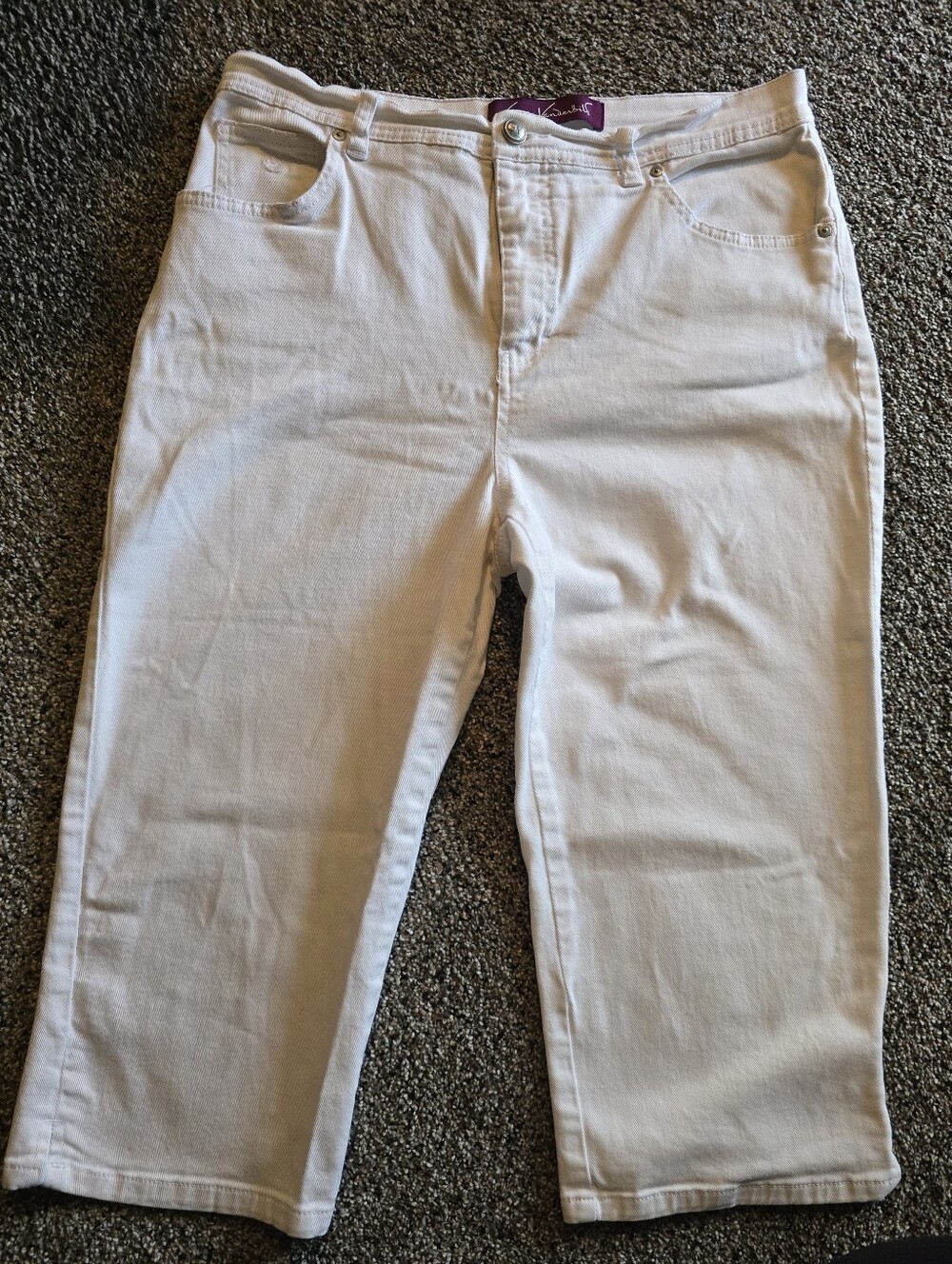 Gloria Vanderbilt Amanda Capri Pants White High Rise Stretch Denim Womens 12 EUC
